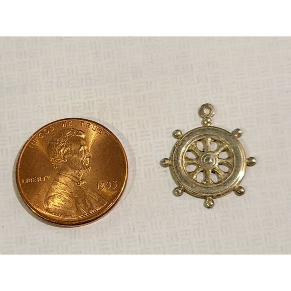 Unbranded Other - Dollhouse Miniature Metal Gold Brass Tone Rustic Ship Wheel Wall Decor Nautical